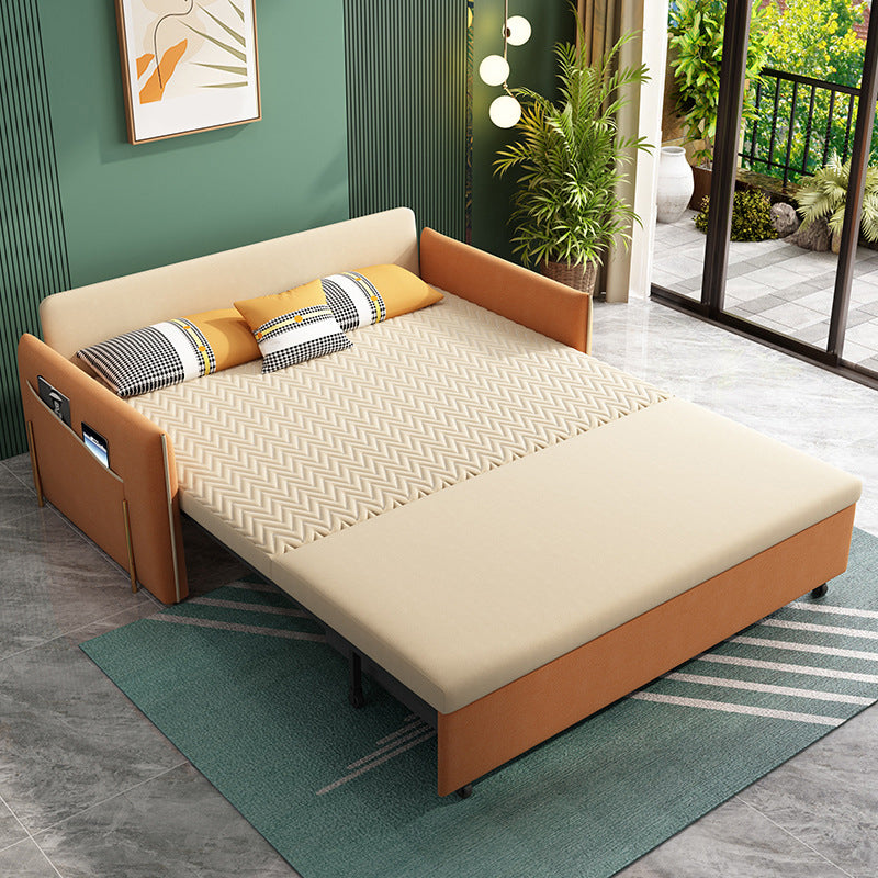 Geel faux lederen bank bed 36.22 "brede eigentijdse opvouwbare slaperbank