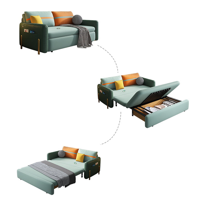 Square Glam Glam Faux Cuir Tache résistant au lit de canapé en vert