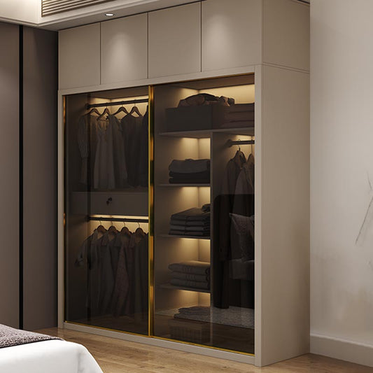 Moderne stijl glazen garderobe doek staaf inbegrepen garderobe-kast met 1 ladel