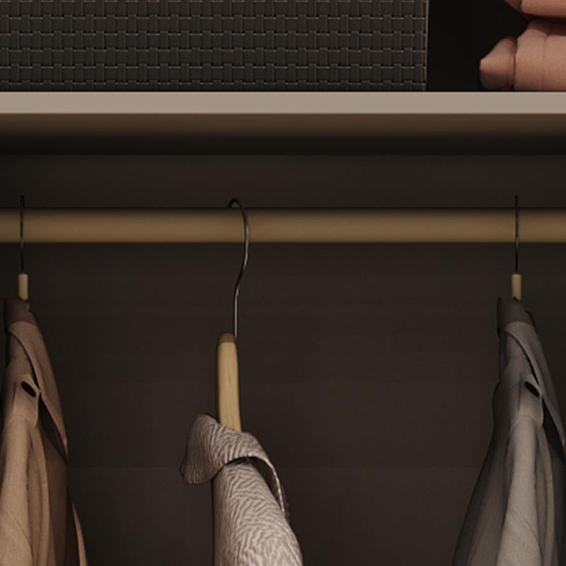 Modern Style Glass Wardrobe Cloth Rod Included Wardrobe Closet with 1-Drawer