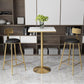 Glam Table and Stool Set 1/2/3/5 Pieces Bar Pub Table Set for Dining Room 3 Pieces: 1 White Table, 2 Black Gold Stools Clearhalo 'Bar Furniture' 'furn' 'furn_home_bar_bar_sets' 'Furniture' 'Home Bars & Bar Sets' 'home_bar_bar_sets' 'Kitchen & Dining Furniture' 6167406