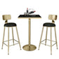 Glam Table and Stool Set 1/2/3/5 Pieces Bar Pub Table Set for Dining Room 3 Pieces: 1 Black Table, 2 Black Gold Stools Clearhalo 'Bar Furniture' 'furn' 'furn_home_bar_bar_sets' 'Furniture' 'Home Bars & Bar Sets' 'home_bar_bar_sets' 'Kitchen & Dining Furniture' 6167419