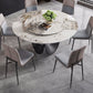 Contemporary Round Dining Table Steel Pedestal Base Table for Dining Room 59.1"L x 59.1"W x 29.5"H Without Chairs Clearhalo 'Dining Tables & Seating' 'Dining Tables' 'dining_table' 'furn' 'furn_dining_table' 'Furniture' 'Kitchen & Dining Furniture' 6167424