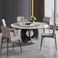 Contemporary Round Dining Table Steel Pedestal Base Table for Dining Room 53.1"L x 53.1"W x 29.5"H Without Chairs Clearhalo 'Dining Tables & Seating' 'Dining Tables' 'dining_table' 'furn' 'furn_dining_table' 'Furniture' 'Kitchen & Dining Furniture' 6167426