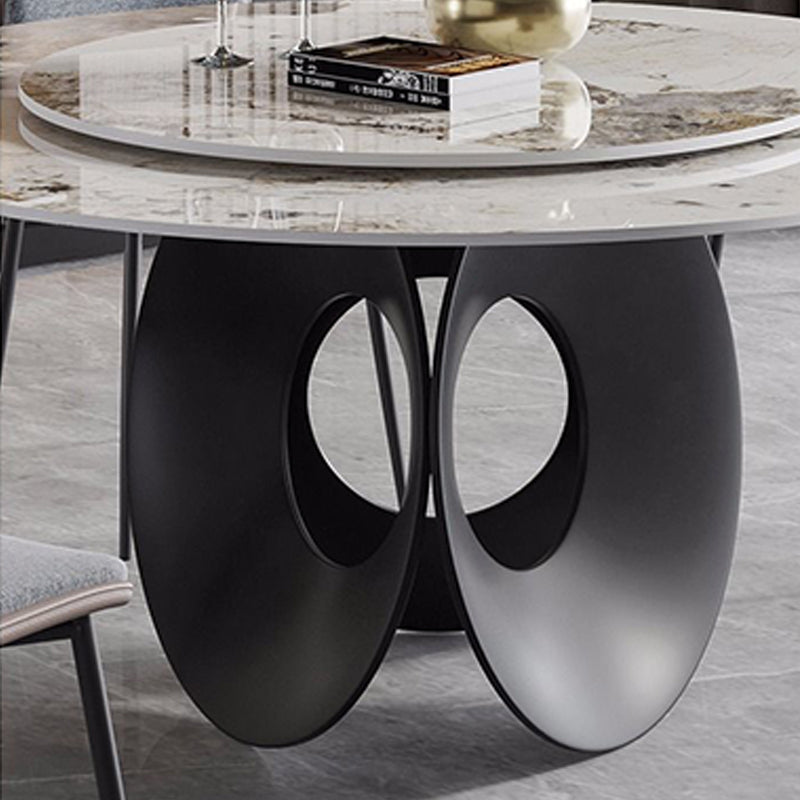 Contemporary Round Dining Table Steel Pedestal Base Table for Dining Room Clearhalo 'Dining Tables & Seating' 'Dining Tables' 'dining_table' 'furn' 'furn_dining_table' 'Furniture' 'Kitchen & Dining Furniture' 6167430