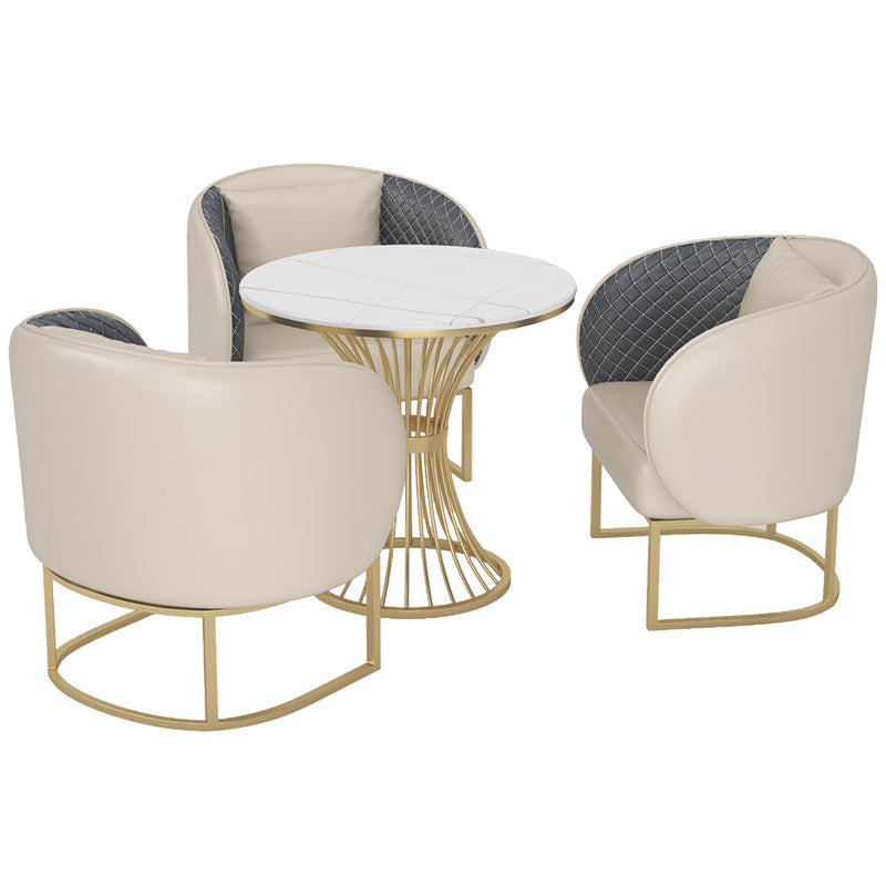 Glam Style Sintered Stone Dining Set Round 1/2/3/4/5 Pieces Dining Table Set for Home Use