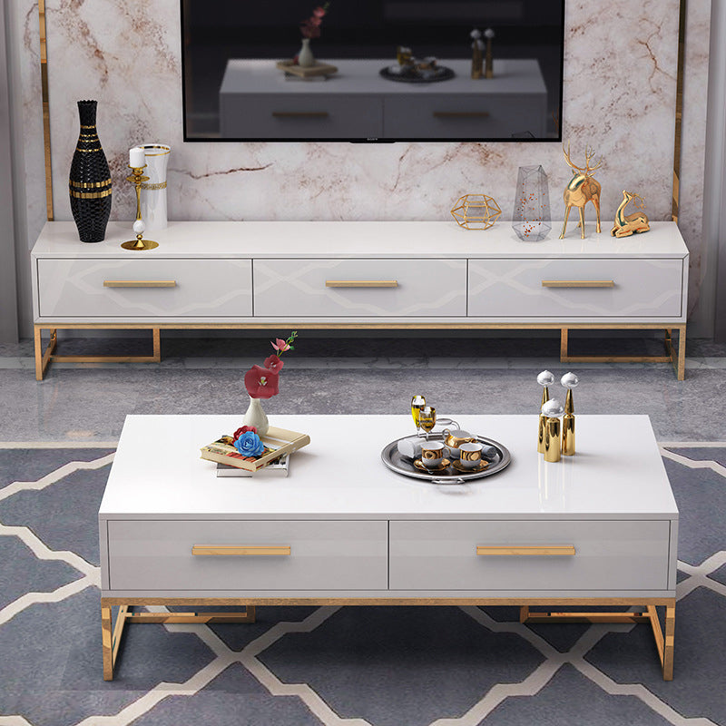 Glam TV Media Stand Glass Enclosed Storage TV Stand Console with Drawers Clearhalo 'furn' 'furn_tv_stands_entertainment_centers' 'Furniture' 'Living Room Furniture' 'TV Stands & Entertainment Centers' 'TV Stands & Media Storage Furniture' 'tv_stands_entertainment_centers' 6167481