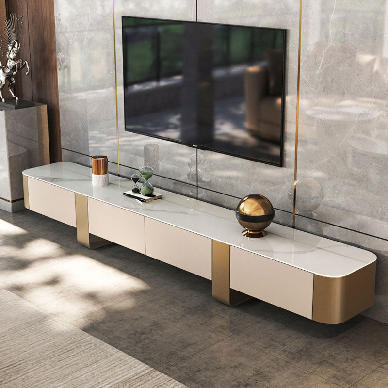 Contemporary Media Console TV Stand Stone TV Stand for Living Room 79"L x 16"W x 16"H Gold Clearhalo 'furn' 'furn_tv_stands_entertainment_centers' 'Furniture' 'Living Room Furniture' 'TV Stands & Entertainment Centers' 'TV Stands & Media Storage Furniture' 'tv_stands_entertainment_centers' 6167493