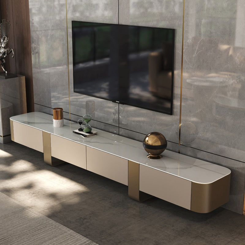 Contemporary Media Console TV Stand Stone TV Stand for Living Room 94.5"L x 16"W x 16"H Gold Clearhalo 'furn' 'furn_tv_stands_entertainment_centers' 'Furniture' 'Living Room Furniture' 'TV Stands & Entertainment Centers' 'TV Stands & Media Storage Furniture' 'tv_stands_entertainment_centers' 6167494