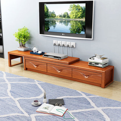 Soporte tradicional para TV, consola de soporte para TV de madera de caucho con cajones