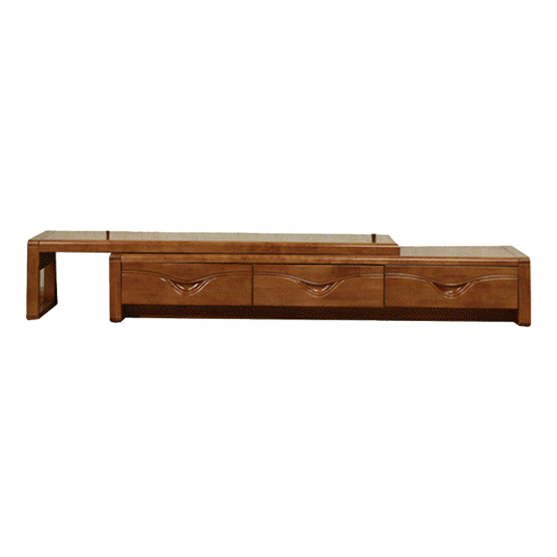 Soporte tradicional para TV, consola de soporte para TV de madera de caucho con cajones