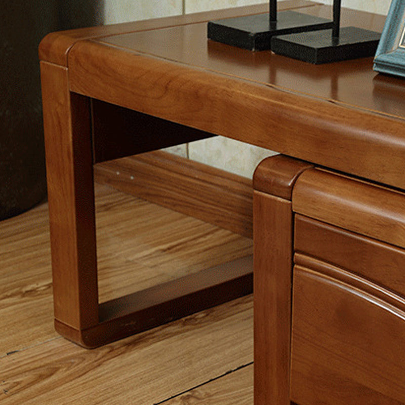 Soporte tradicional para TV, consola de soporte para TV de madera de caucho con cajones