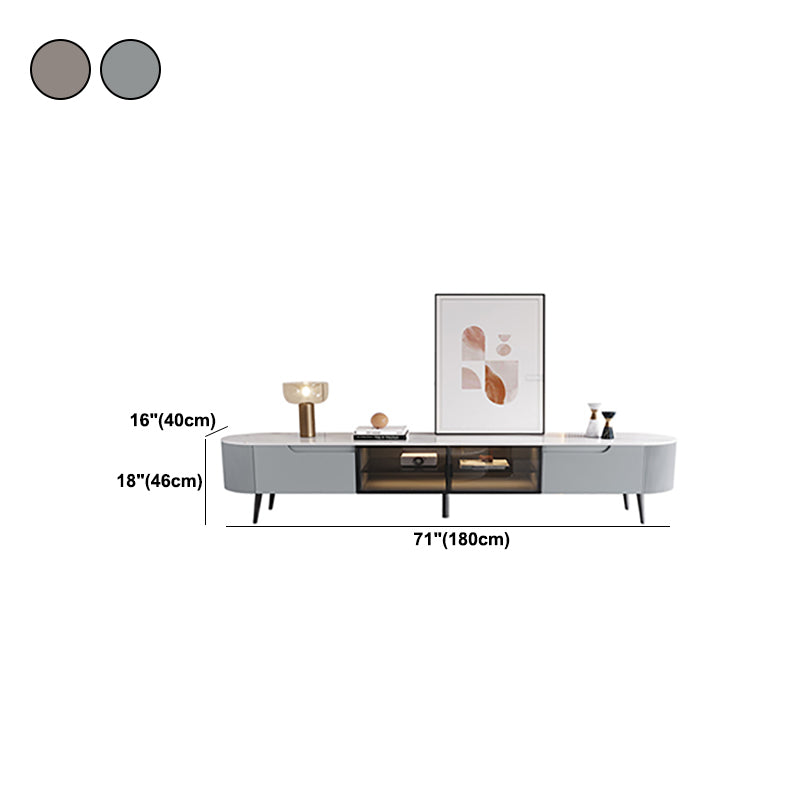 Console TV contemporanea, supporto TV in finto legno con 2 cassetti