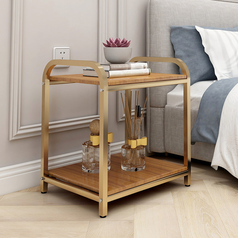 Wooden and Metal Bedside Cabinet Modern Minimalist Open Bedside Table with Legs Gold 1 Piece Drawer Not Included Clearhalo 'Bedroom Furniture' 'furn' 'furn_night_stand' 'Furniture' 'night_stand' 'Nightstands' 6167847