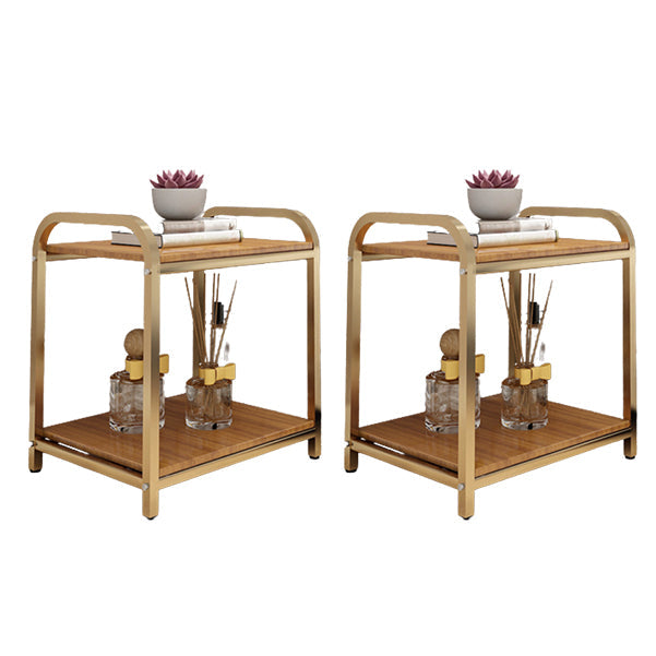 Wooden and Metal Bedside Cabinet Modern Minimalist Open Bedside Table with Legs Gold 2 Piece Set Drawer Not Included Clearhalo 'Bedroom Furniture' 'furn' 'furn_night_stand' 'Furniture' 'night_stand' 'Nightstands' 6167848