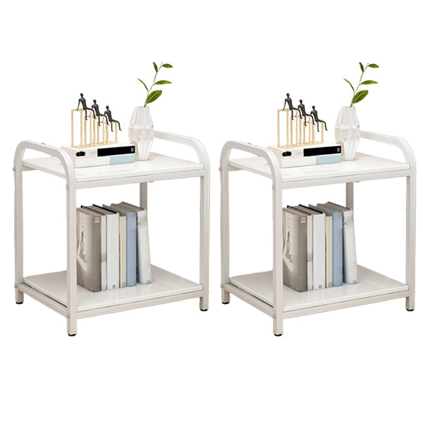 Wooden and Metal Bedside Cabinet Modern Minimalist Open Bedside Table with Legs White 2 Piece Set Drawer Not Included Clearhalo 'Bedroom Furniture' 'furn' 'furn_night_stand' 'Furniture' 'night_stand' 'Nightstands' 6167850