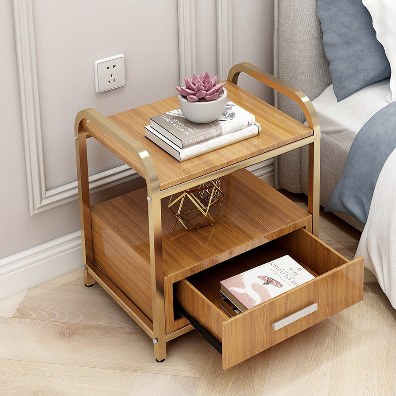 Wooden and Metal Bedside Cabinet Modern Minimalist Open Bedside Table with Legs Clearhalo 'Bedroom Furniture' 'furn' 'furn_night_stand' 'Furniture' 'night_stand' 'Nightstands' 6167863