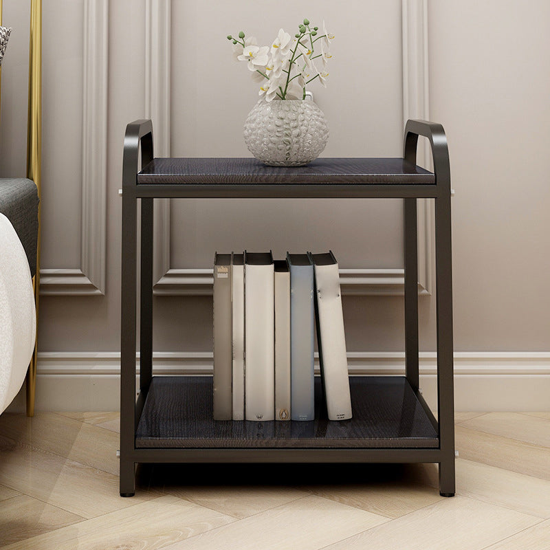 Wooden and Metal Bedside Cabinet Modern Minimalist Open Bedside Table with Legs Black 1 Piece Drawer Not Included Clearhalo 'Bedroom Furniture' 'furn' 'furn_night_stand' 'Furniture' 'night_stand' 'Nightstands' 6167866