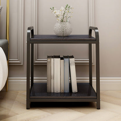 Wooden and Metal Bedside Cabinet Modern Minimalist Open Bedside Table with Legs Black 1 Piece Drawer Not Included Clearhalo 'Bedroom Furniture' 'furn' 'furn_night_stand' 'Furniture' 'night_stand' 'Nightstands' 6167866