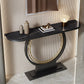 31.5" Tall Modern Console Table Stone Accent Table with Shelf