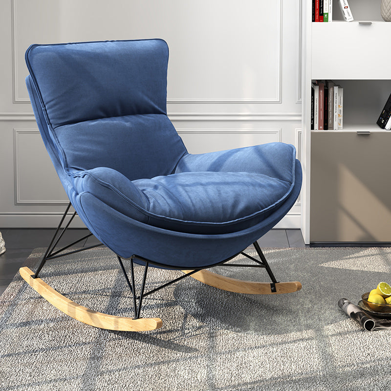 Contemporary Upholstered Rocker Chair Metal Frame Spindle Rocker Chair for Living Room Royal Blue Rocking Chair Clearhalo 'Chairs & Seating' 'furn' 'furn_rocking_chairs' 'Furniture' 'Living Room Furniture' 'Rocking Chairs' 'rocking_chairs' 6168646