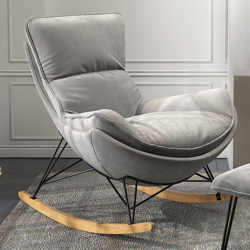 Contemporary Upholstered Rocker Chair Metal Frame Spindle Rocker Chair for Living Room Grey Rocking Chair Clearhalo 'Chairs & Seating' 'furn' 'furn_rocking_chairs' 'Furniture' 'Living Room Furniture' 'Rocking Chairs' 'rocking_chairs' 6168648
