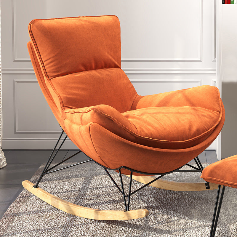 Contemporary Upholstered Rocker Chair Metal Frame Spindle Rocker Chair for Living Room Orange Rocking Chair Clearhalo 'Chairs & Seating' 'furn' 'furn_rocking_chairs' 'Furniture' 'Living Room Furniture' 'Rocking Chairs' 'rocking_chairs' 6168660