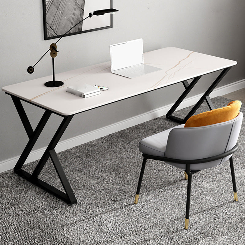Trestle White Office scrivania contemporanea scrivania di ferro e pietra contemporanea