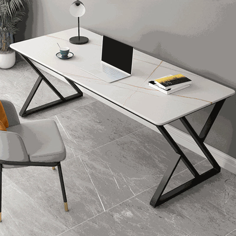 Trestle White Office scrivania contemporanea scrivania di ferro e pietra contemporanea