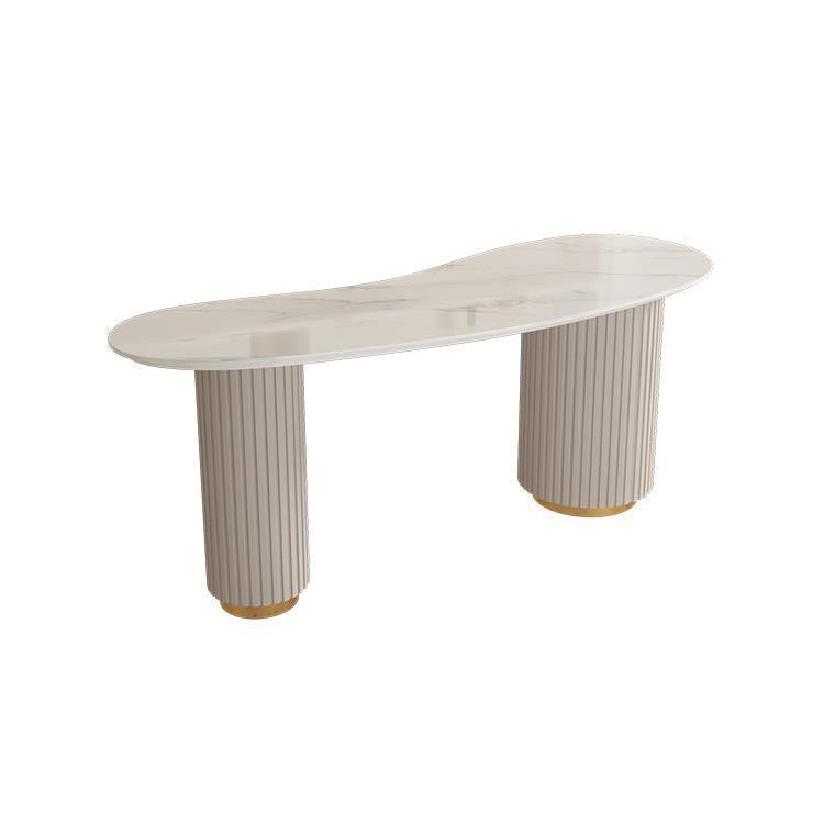 23" Wide Glam Executive Desk White 3-drawer Office Desk with Metal Legs 47.2"L x 23.6"W x 29.5"H Clearhalo 'furn' 'furn_office_desk' 'Furniture' 'Office Desks' 'Office Furniture' 'office_desk' 6168731