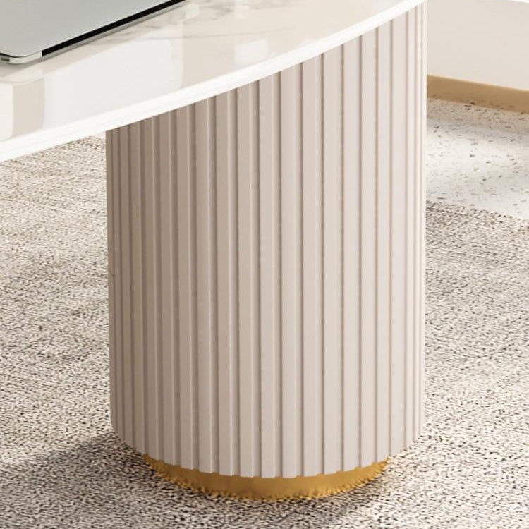 23" Wide Glam Executive Desk White 3-drawer Office Desk with Metal Legs Clearhalo 'furn' 'furn_office_desk' 'Furniture' 'Office Desks' 'Office Furniture' 'office_desk' 6168733