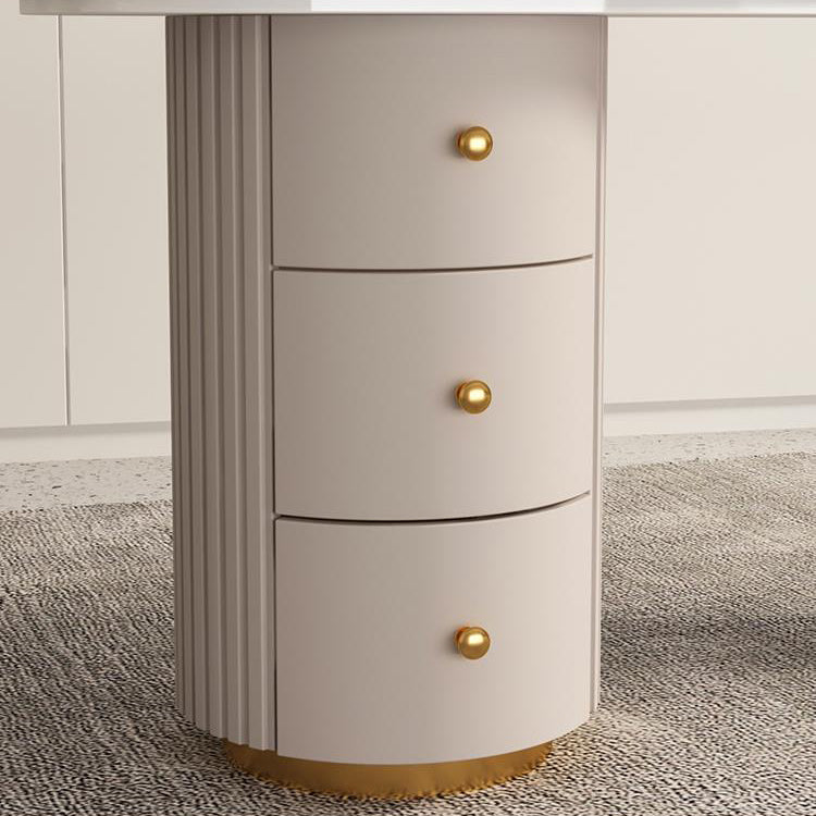 23" Wide Glam Executive Desk White 3-drawer Office Desk with Metal Legs Clearhalo 'furn' 'furn_office_desk' 'Furniture' 'Office Desks' 'Office Furniture' 'office_desk' 6168734