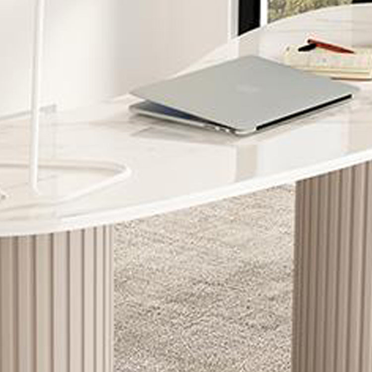 23" Wide Glam Executive Desk White 3-drawer Office Desk with Metal Legs Clearhalo 'furn' 'furn_office_desk' 'Furniture' 'Office Desks' 'Office Furniture' 'office_desk' 6168735