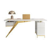 Zwart -wit schrijfbureau glas bureau voetstuk met bestandskast