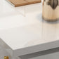 Black and White Writing Desk Glass Office Desk Pedestal with File Cabinet Clearhalo 'furn' 'furn_office_desk' 'Furniture' 'Office Desks' 'Office Furniture' 'office_desk' 6168794
