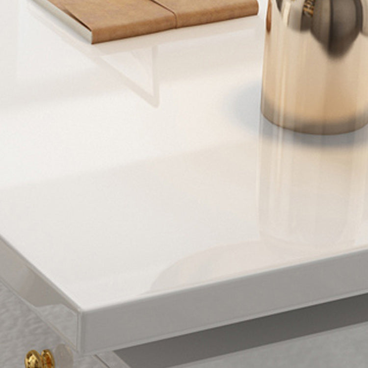 Black and White Writing Desk Glass Office Desk Pedestal with File Cabinet Clearhalo 'furn' 'furn_office_desk' 'Furniture' 'Office Desks' 'Office Furniture' 'office_desk' 6168794