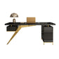 Black and White Writing Desk Glass Office Desk Pedestal with File Cabinet Black Clearhalo 'furn' 'furn_office_desk' 'Furniture' 'Office Desks' 'Office Furniture' 'office_desk' 6168796