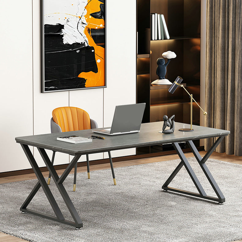 Rectangular Industrial Office Desk Dark Taupe Writing Desk for Home 55.1"L x 31.5"W x 29.5"H Clearhalo 'furn' 'furn_office_desk' 'Furniture' 'Office Desks' 'Office Furniture' 'office_desk' 6168804