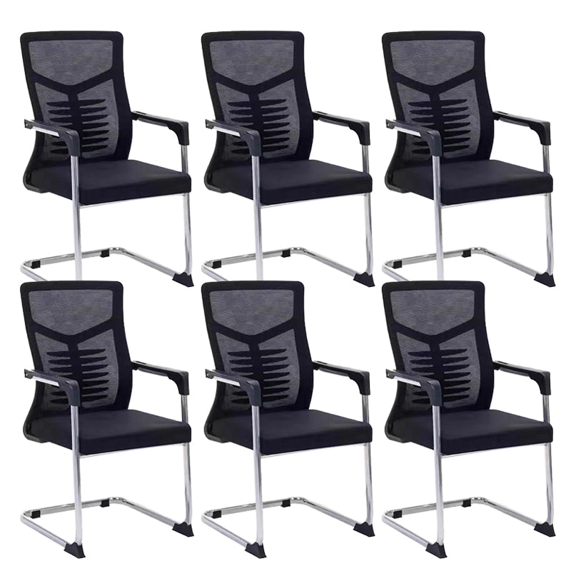 19" Wide Modern Desk Chair Breathable AirGrid Fixed Arms Office Chair Black 6 Piece Set Clearhalo 'furn' 'furn_office_chair' 'Furniture' 'Office Chairs' 'Office Furniture' 'office_chair' 6173087