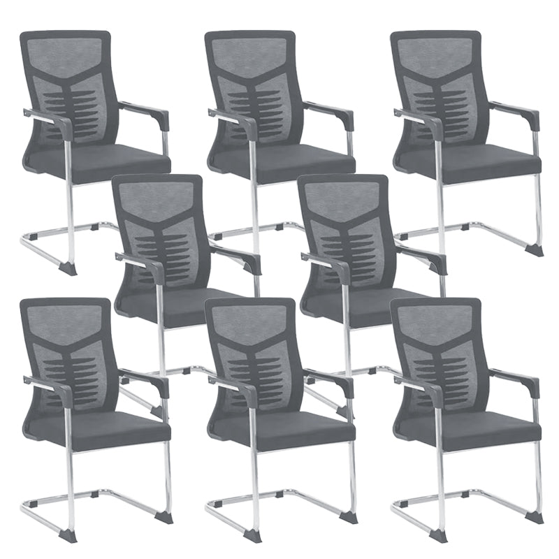 19" Wide Modern Desk Chair Breathable AirGrid Fixed Arms Office Chair Grey 8 Piece Set Clearhalo 'furn' 'furn_office_chair' 'Furniture' 'Office Chairs' 'Office Furniture' 'office_chair' 6173094