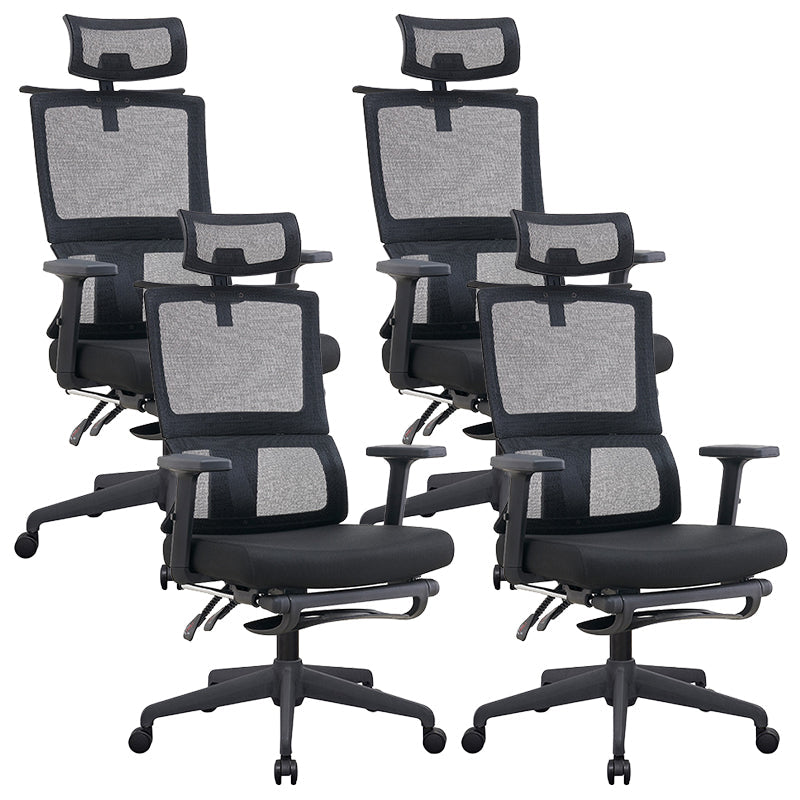 Contemporary High Back Office Chair Mesh Computer Chair Ergonomic Task Chair Black 4 Piece Set Clearhalo 'furn' 'furn_office_chair' 'Furniture' 'Office Chairs' 'Office Furniture' 'office_chair' 6173119