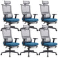 Contemporary High Back Office Chair Mesh Computer Chair Ergonomic Task Chair Blue 6 Piece Set Clearhalo 'furn' 'furn_office_chair' 'Furniture' 'Office Chairs' 'Office Furniture' 'office_chair' 6173129