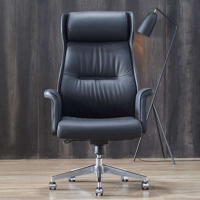 24" Wide Contemporary Managers Chair Black Leather Executive Chair Clearhalo 'furn' 'furn_office_chair' 'Furniture' 'Office Chairs' 'Office Furniture' 'office_chair' 6173203