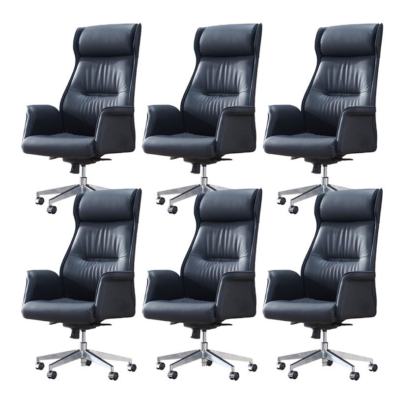24" Wide Contemporary Managers Chair Black Leather Executive Chair Faux Leather 6 Piece Set Clearhalo 'furn' 'furn_office_chair' 'Furniture' 'Office Chairs' 'Office Furniture' 'office_chair' 6173207