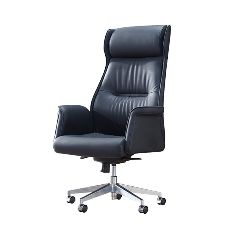 24" Wide Contemporary Managers Chair Black Leather Executive Chair Microfiber Leather 1 Piece Clearhalo 'furn' 'furn_office_chair' 'Furniture' 'Office Chairs' 'Office Furniture' 'office_chair' 6173220