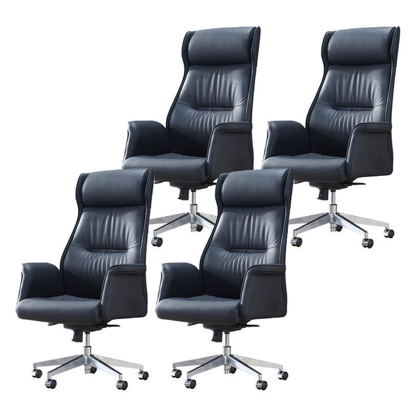 24" Wide Contemporary Managers Chair Black Leather Executive Chair Microfiber Leather 4 Piece Set Clearhalo 'furn' 'furn_office_chair' 'Furniture' 'Office Chairs' 'Office Furniture' 'office_chair' 6173222