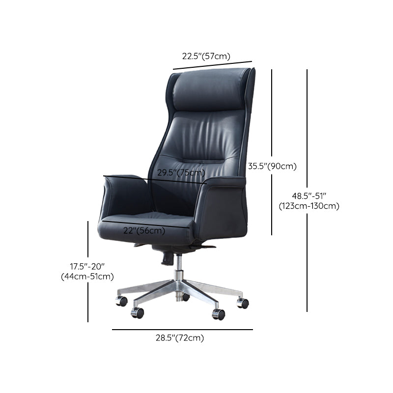 24" Wide Contemporary Managers Chair Black Leather Executive Chair Clearhalo 'furn' 'furn_office_chair' 'Furniture' 'Office Chairs' 'Office Furniture' 'office_chair' 6173225