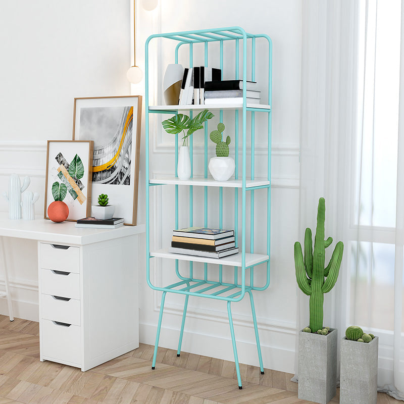 4 Shelves Standard Bookshelf Metal Modern Bookcase ,11.8" W X 70.9" H Blue Clearhalo 'Bookcases' 'furn' 'furn_bookcases' 'Furniture' 'Office Furniture' 6173406