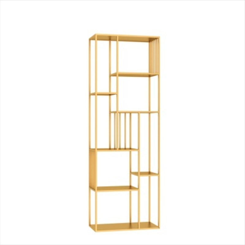 Contemporary Metal Bookshelf Etagere Shelf Bookcase for Study Room 11.8" W 23.6"L x 11.8"W x 70.9"H Gold Clearhalo 'Bookcases' 'furn' 'furn_bookcases' 'Furniture' 'Office Furniture' 6173438
