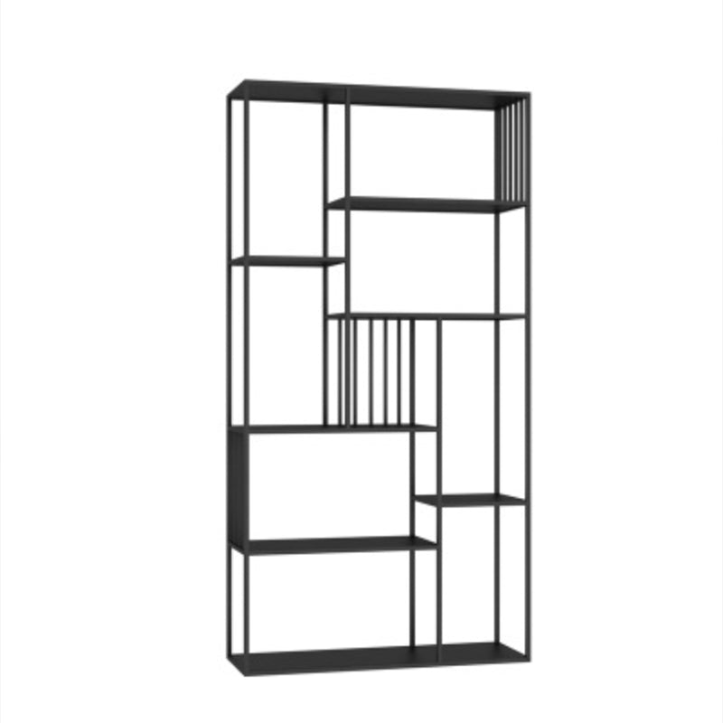 Contemporary Metal Bookshelf Etagere Shelf Bookcase for Study Room 11.8" W 35.4"L x 11.8"W x 70.9"H Black Clearhalo 'Bookcases' 'furn' 'furn_bookcases' 'Furniture' 'Office Furniture' 6173439